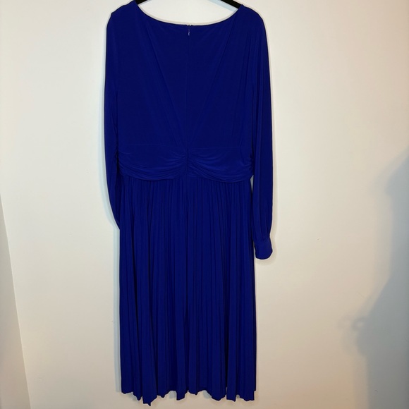 Jessica Howard Modest Elegant Dark Royal Blue Long Sleeve Pleated Dress Size 16 - Picture 2 of 8
